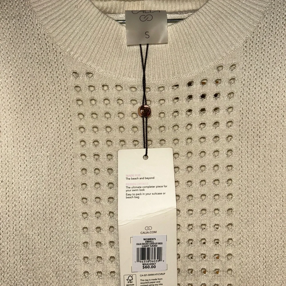 NWT CALIA Women's Crochet Cover Up Dress - Light Sand - Picture 4 of 4